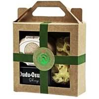 Gift set mini soap box small cream white, Dudu Osun® CLASSIC 25g, natural sponge small